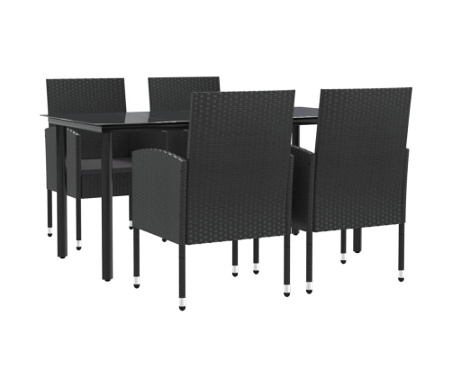 Juego de comedor de jardín 5 pzas ratán sintético y acero negro