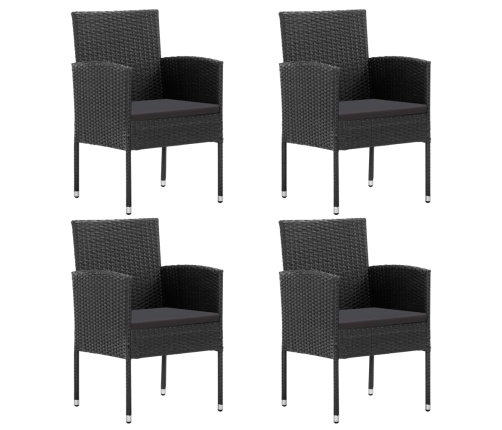 Juego de comedor de jardín 5 pzas ratán sintético y acero negro