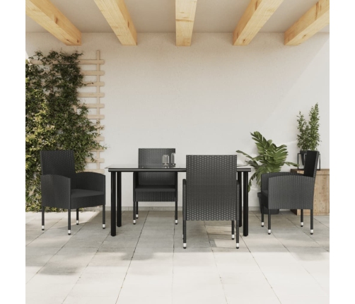 Juego de comedor de jardín 5 pzas ratán sintético y acero negro