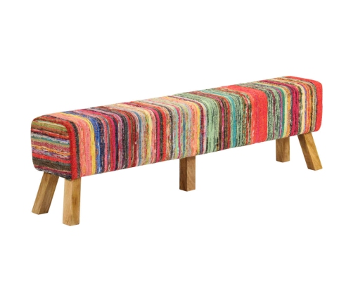 Banco de tela chindi y madera maciza de mango multicolor 160 cm