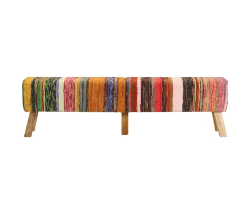 Banco de tela chindi y madera maciza de mango multicolor 160 cm