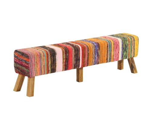 Banco de tela chindi y madera maciza de mango multicolor 160 cm