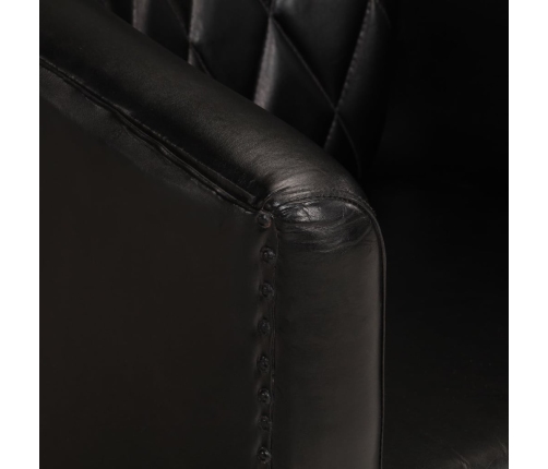 Sillón butaca de cuero auténtico negro