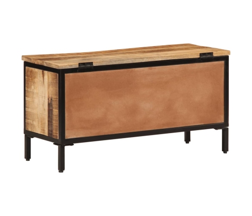 Caja de almacenaje madera maciza de mango rugosa 82x30x43 cm