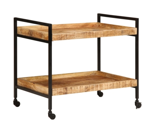 Carrito de cocina madera maciza de mango rugosa 80x55x70 cm