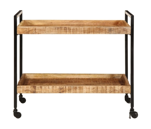 Carrito de cocina madera maciza de mango rugosa 80x55x70 cm