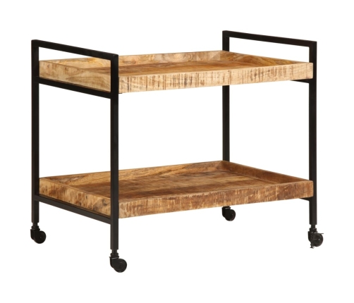 Carrito de cocina madera maciza de mango rugosa 80x55x70 cm