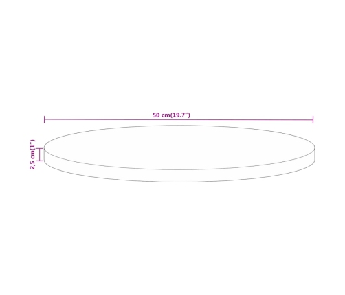 Tablero de mesa redondo madera maciza mango rugosa Ø 50x2,5 cm