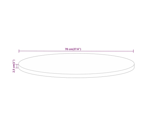 Tablero de mesa redondo madera maciza mango rugosa Ø 70x2,5 cm