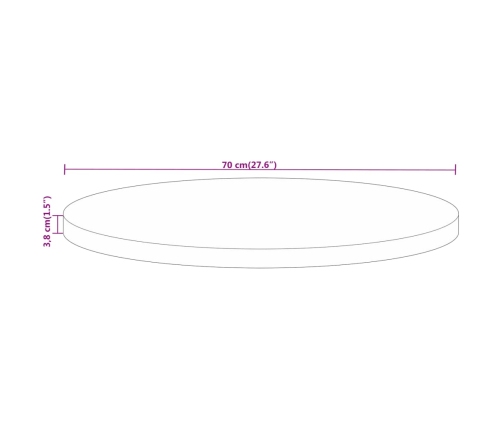 Tablero de mesa redondo madera maciza mango rugosa Ø 70x3,8 cm