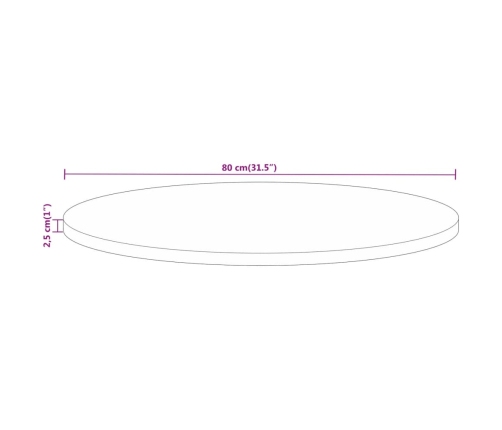 Tablero de mesa redondo madera maciza mango rugosa Ø 80x2,5 cm