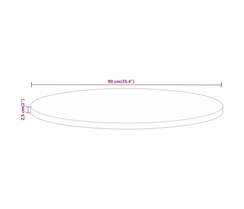 Tablero de mesa redondo madera maciza mango rugosa Ø 90x2,5 cm