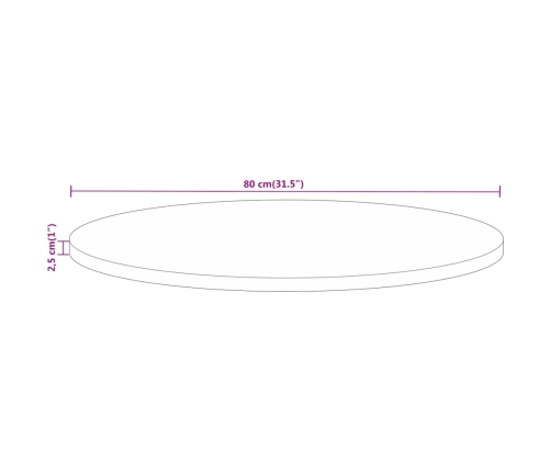 Tablero de mesa redondo madera maciza reciclada Ø 80x2,5 cm