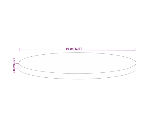 Tablero de mesa redondo madera maciza reciclada Ø 80x3,8 cm