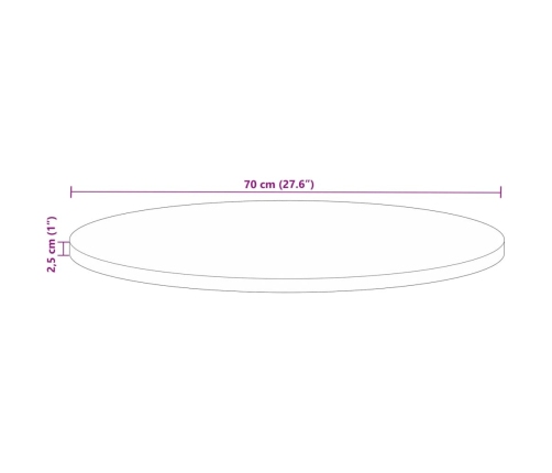 Tablero de mesa redondo madera maciza reciclada Ø 70x2,5 cm