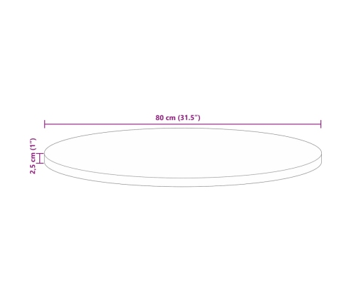 Tablero de mesa redondo madera maciza reciclada Ø 80x2,5 cm