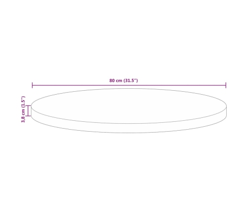 Tablero de mesa redondo madera maciza reciclada Ø 80x3,8 cm