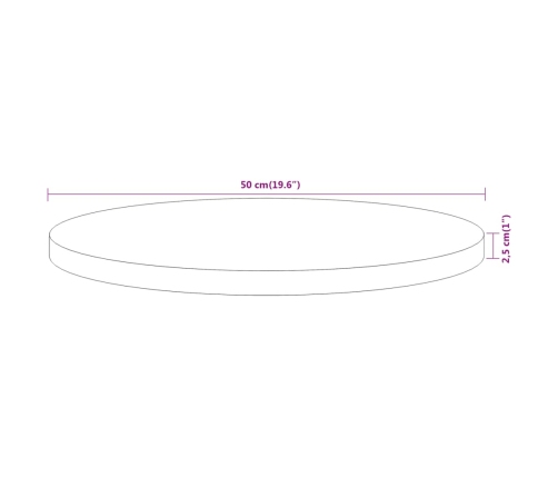 Tablero de mesa redondo madera maciza de acacia Ø50x2,5 cm