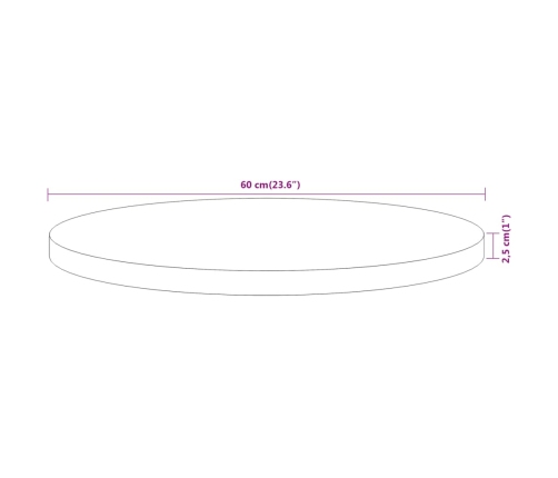 Tablero de mesa redondo madera maciza de acacia Ø60x2,5 cm