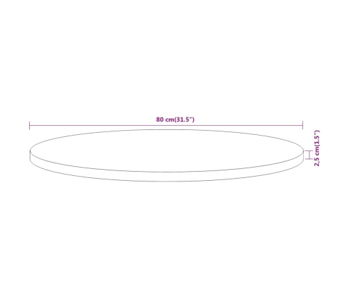 Tablero de mesa redondo madera maciza de acacia Ø80x2,5 cm