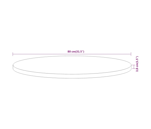 Tablero de mesa redondo madera maciza de acacia Ø80x3,8 cm