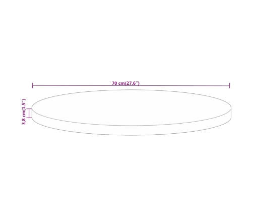 Tablero de mesa redondo madera maciza de mango Ø 70x3,8 cm