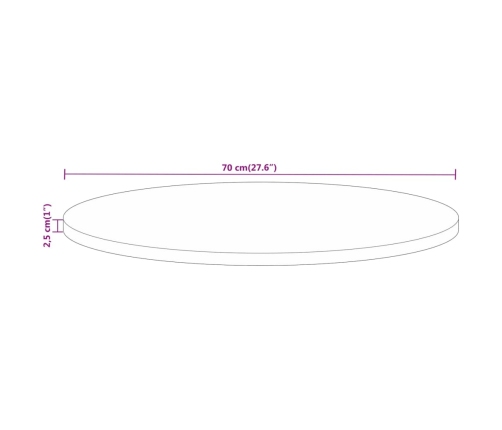 Tablero de mesa redondo madera maciza de mango Ø 70x2,5 cm