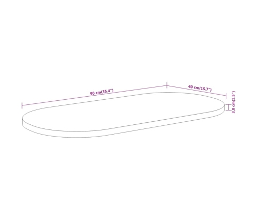 Tablero de mesa ovalado madera maciza de acacia 90x40x3,8 cm