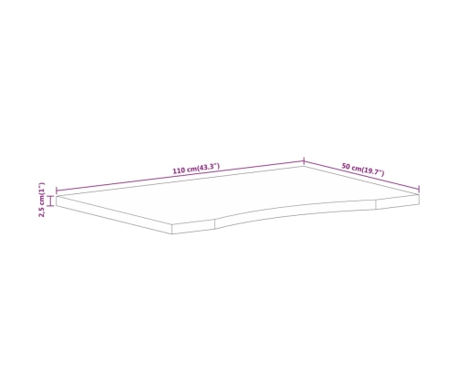 Tablero escritorio con curva madera mango rugosa 110x50x2,5 cm