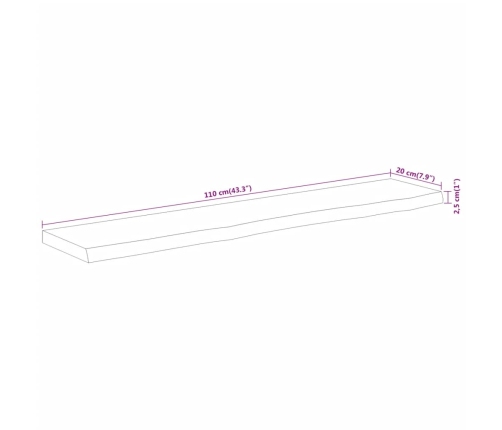 Estante pared rectangular madera acacia borde vivo 110x20x2,5cm