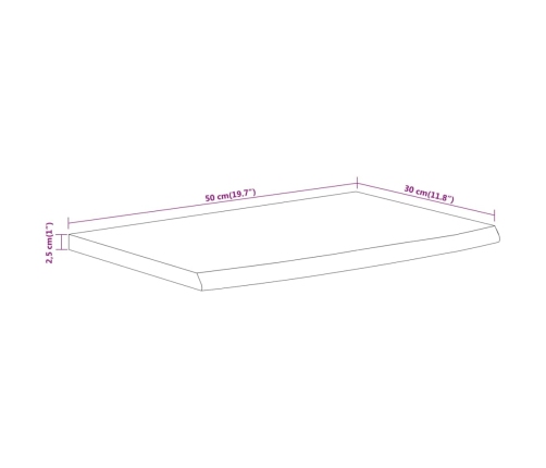 Estante pared rectangular madera acacia borde vivo 50x30x2,5 cm