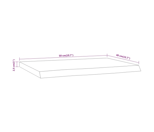 Estante pared rectangular madera acacia borde vivo 50x40x2,5 cm