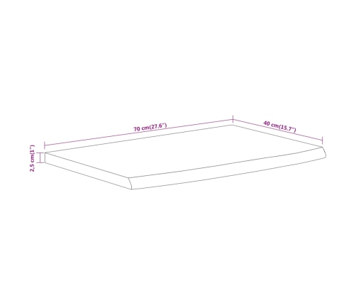 Estante pared rectangular madera acacia borde vivo 70x40x2,5 cm