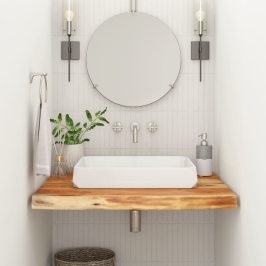 Encimera de baño rectangular madera maciza acacia 80x60x2,5 cm