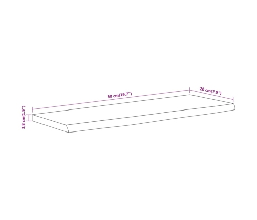 Estante pared rectangular madera acacia borde vivo 50x20x3,8 cm