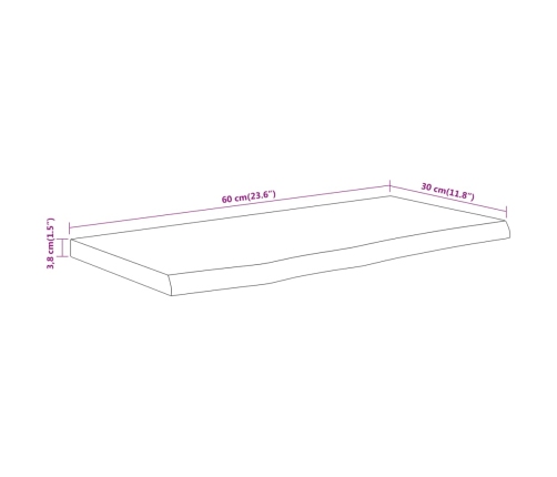 Estante pared rectangular madera acacia borde vivo 60x30x3,8 cm