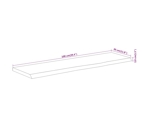 Estante pared rectangular madera acacia borde vivo 100x30x3,8cm