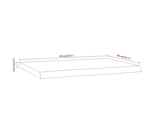 Estante pared rectangular madera acacia borde vivo 50x40x3,8 cm