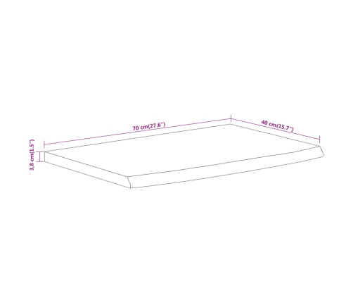 Estante pared rectangular madera acacia borde vivo 70x40x3,8 cm