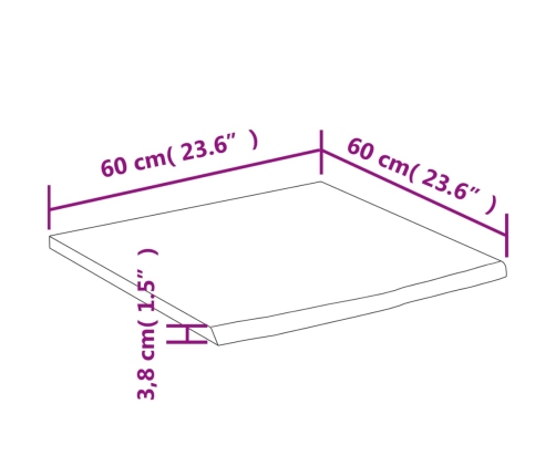 Encimera de baño cuadrada madera maciza de acacia 60x60x3,8 cm