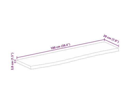 Tablero de mesa borde natural madera maciza mango 100x20x3,8 cm