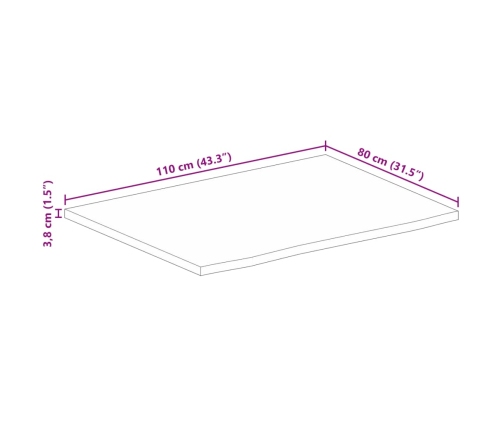 Tablero de mesa borde natural madera maciza mango 110x80x3,8 cm