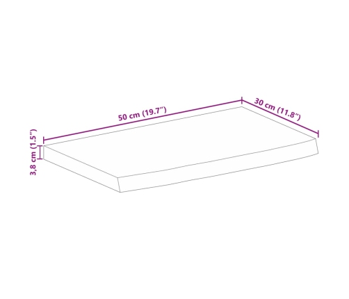 Tablero de mesa borde natural madera maciza mango 50x30x3,8 cm