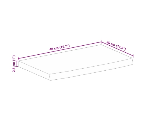 Tablero de mesa borde natural madera maciza mango 40x30x2,5 cm