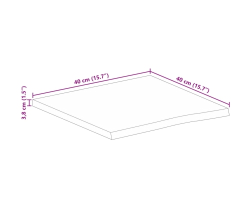 Tablero de mesa borde natural madera maciza mango 40x40x3,8 cm