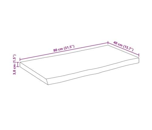 Tablero rectangular madera de acacia borde vivo 80x40x3,8 cm