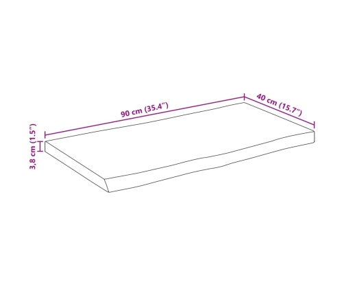 Tablero rectangular madera de acacia borde vivo 90x40x3,8 cm