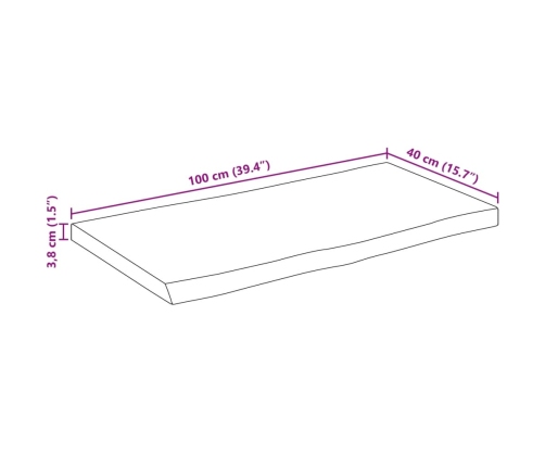 Tablero rectangular madera de acacia borde vivo 100x40x3,8 cm