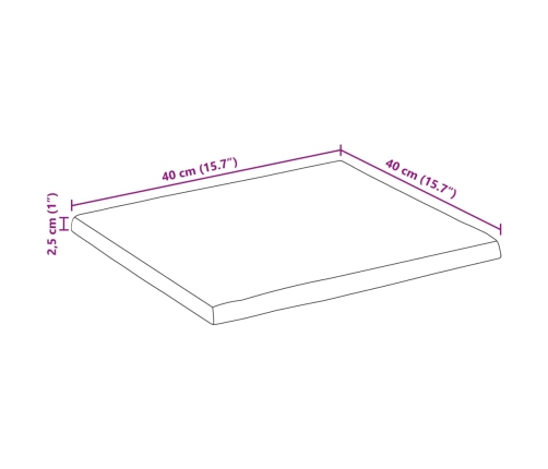 Tablero de mesa borde natural madera mango rugosa 40x40x2,5 cm