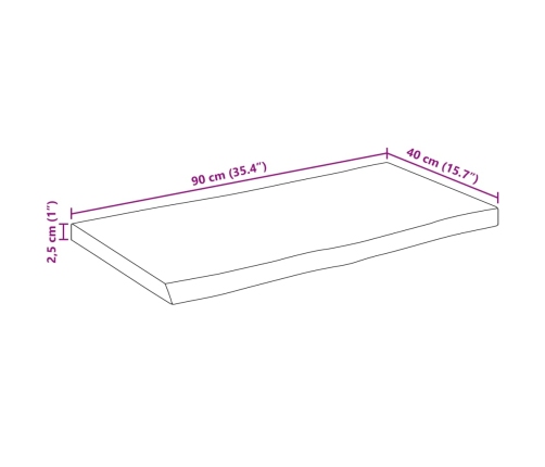 Tablero de mesa borde natural madera maciza mango 90x40x2,5 cm